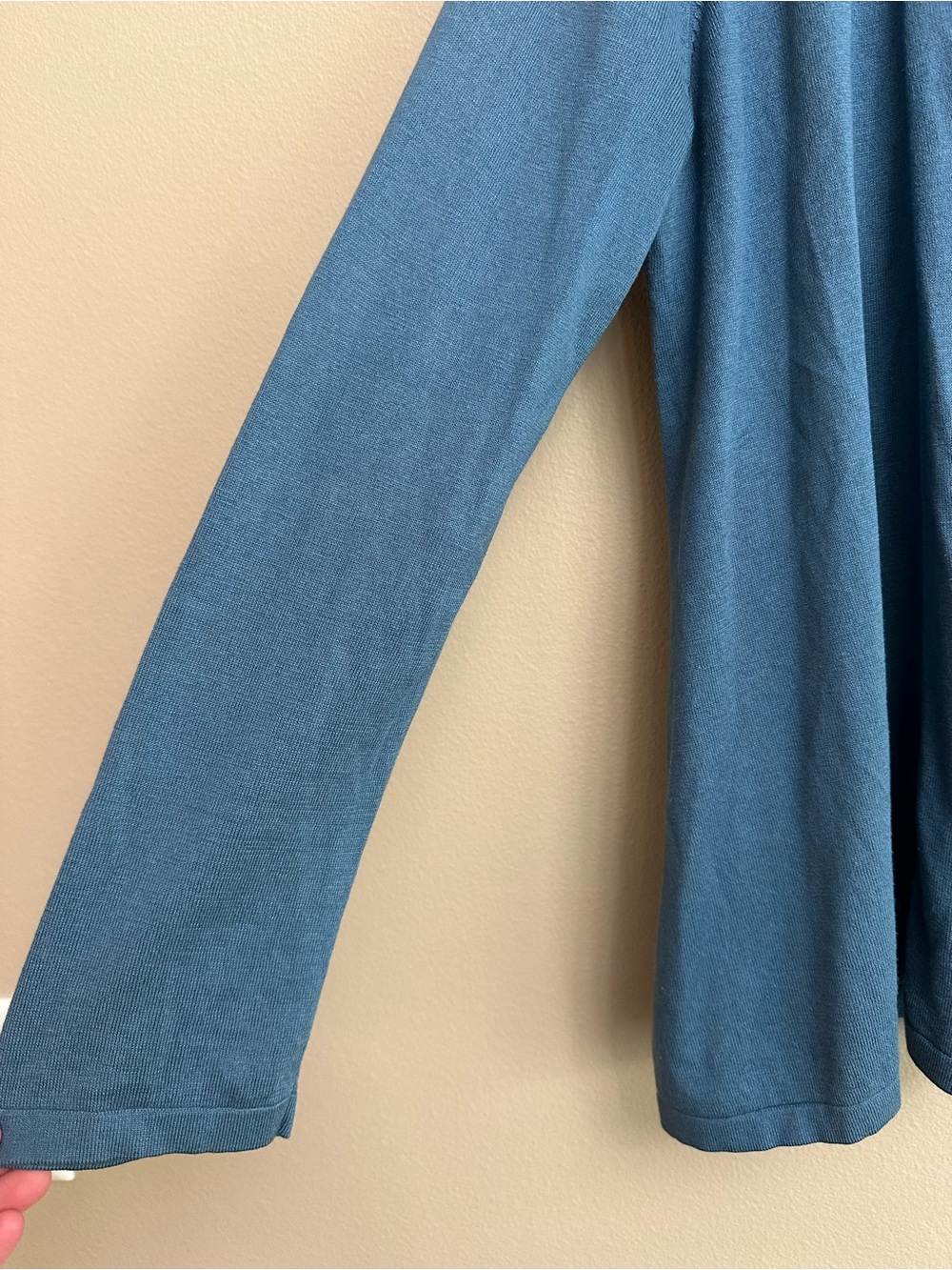J. Jill Teal Blue Silk Cotton Blend Open Front Cardigan Sweater - Picture 3 of 9